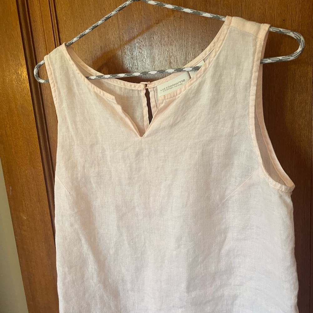 Liz Claiborne Light Pink Linen Tank Top